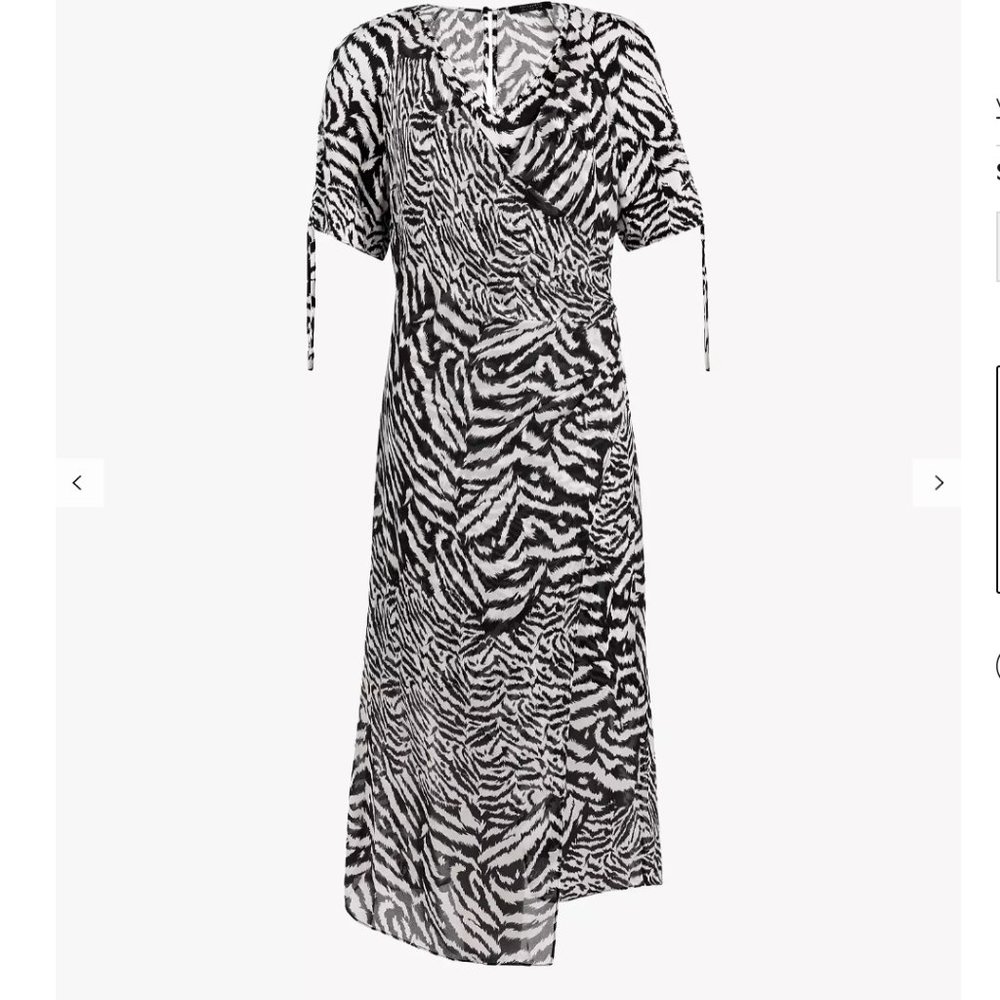 NWOT All Saints zebra print midi dress - Picture 5 of 6